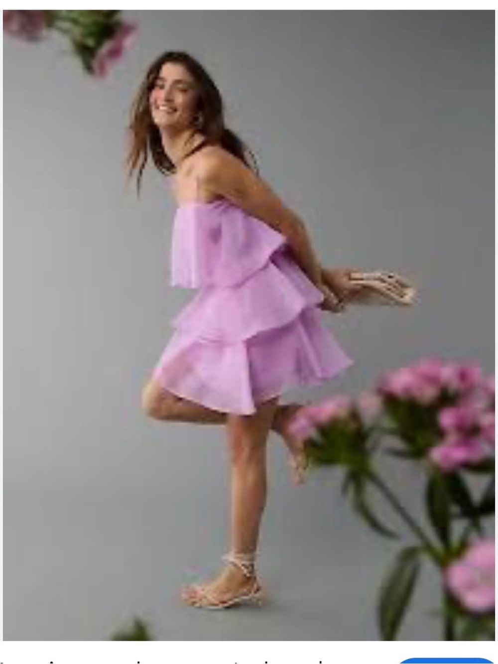 American Eagle Lilac Tiered Ruffle Strapless Mini Dress